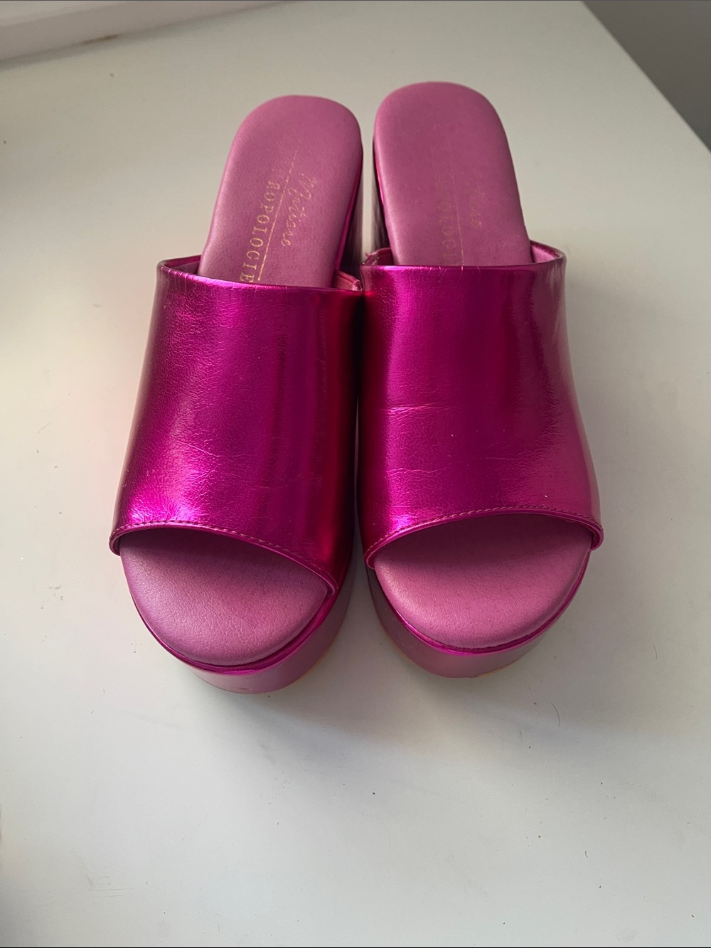 Matisse for Anthropologie Metallic Fuchsia Women's Slide Sandals
